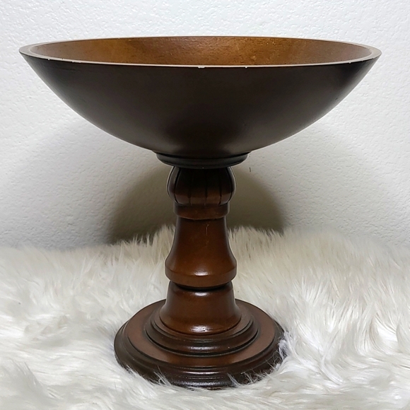 Home Interiors Other - Pedestal Bowl Brown Wood Home Decor Accent Classic  Home Interiors Holidays